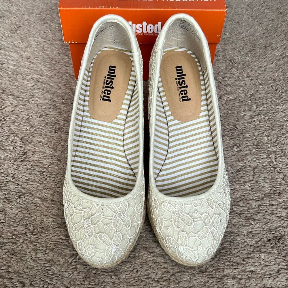 Unlisted cream Lacey wedge espadrilles